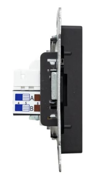 Механизм розетки TV+RJ45 (cat5), чёрный Эпика (UP1-SOB-TV+RJ)