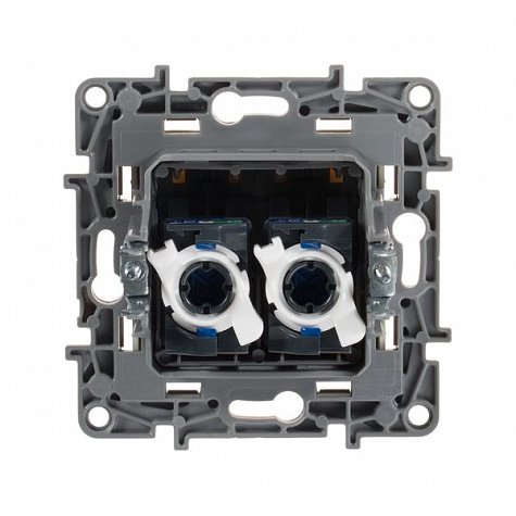 ETIKA розетка компьютерная 2-местная RJ45, 6E UTP, скрытой установки, слоновая кость (672354)
