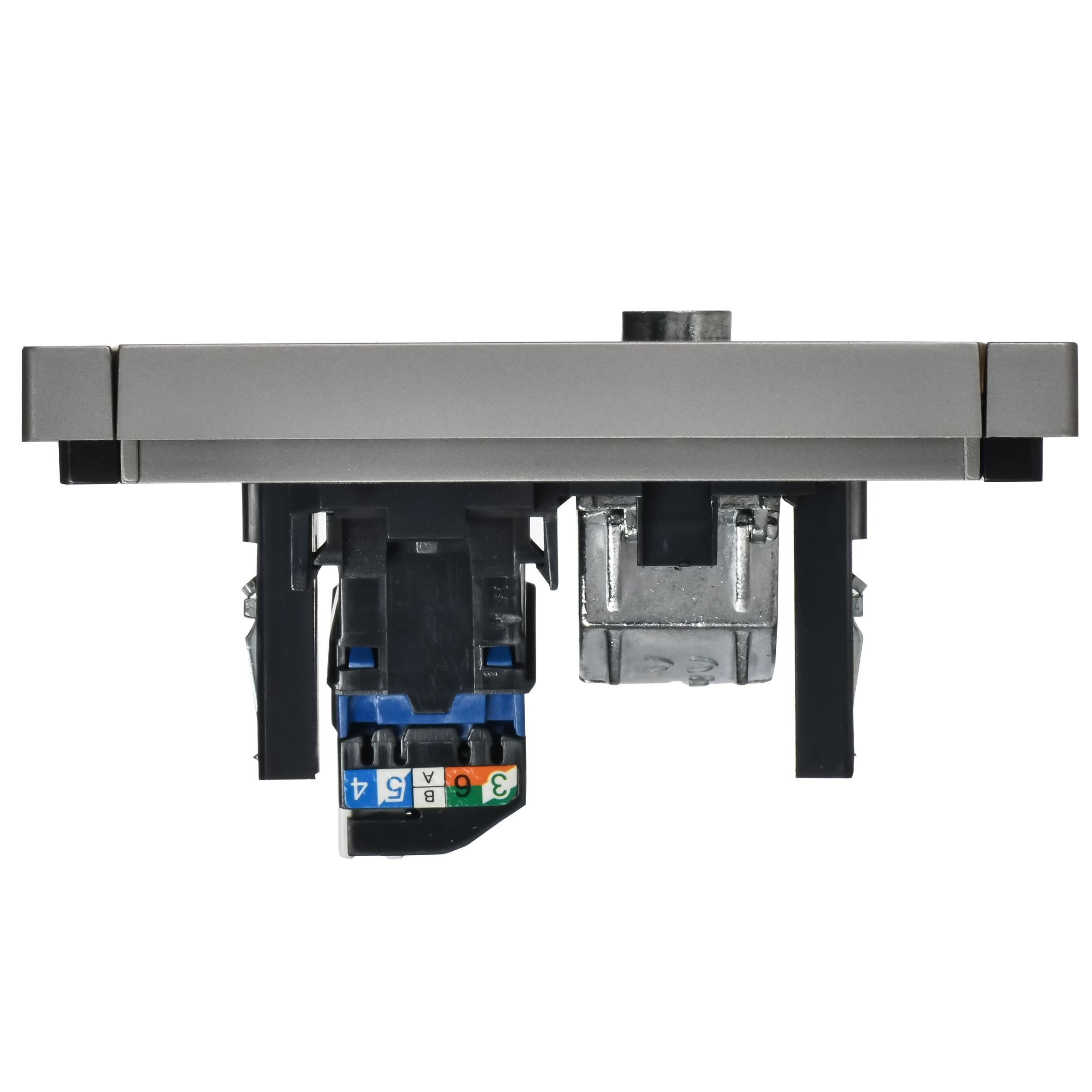 FORTE&PIANO Розетка двойная TV+RJ45 кат.6 FP537 скрытой установки сталь (FP-AK20-2-K46)