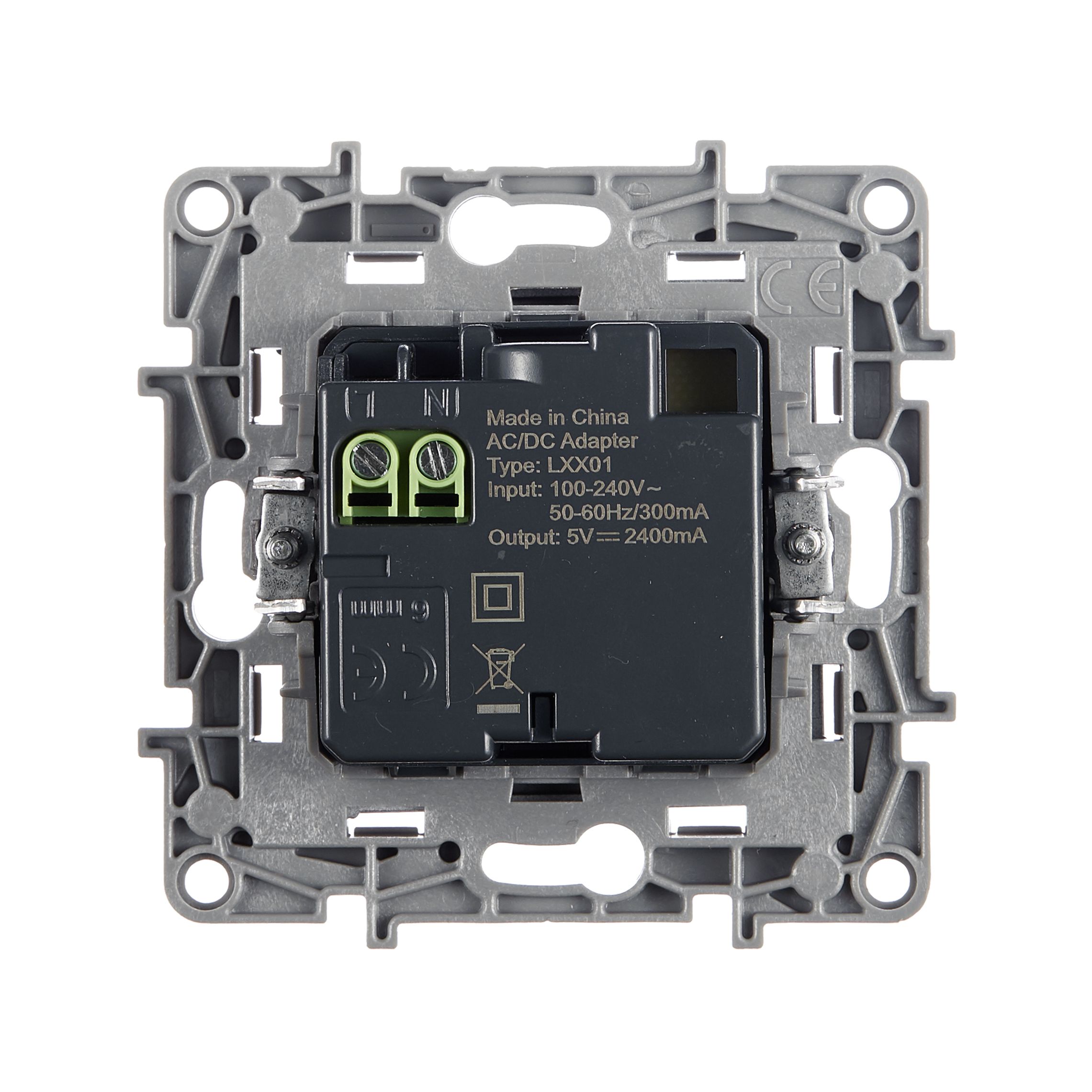 ETIKA розетка USB A+A 15Вт, скрытой установки, антрацит (672694)