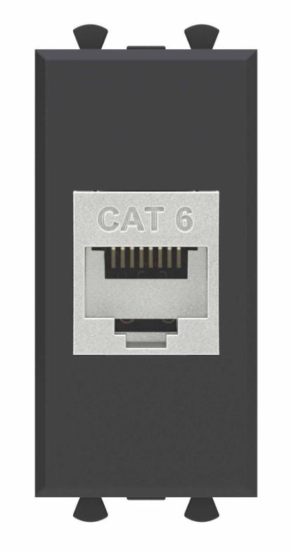 Розетка RJ-45 кат.6 экранированная 1 модуль Avanti черный матовый (4412791)