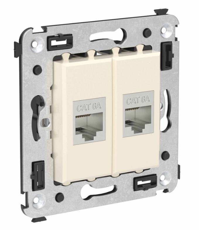 Розетка RJ-45 кат.6А двойная экранированная Avanti ванильная дымка (4405774)