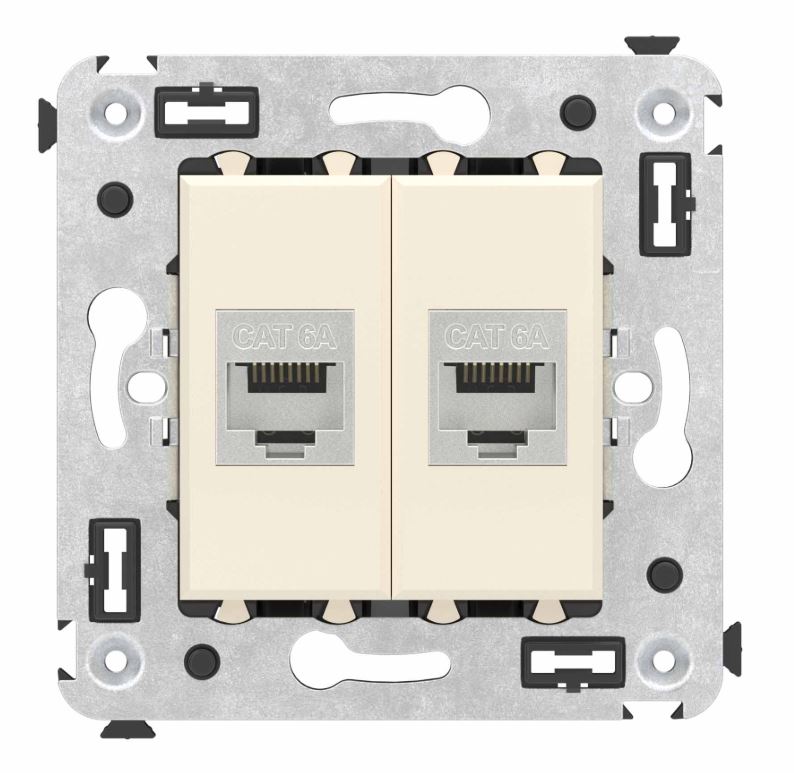 Розетка RJ-45 кат.6А двойная экранированная Avanti ванильная дымка (4405774)