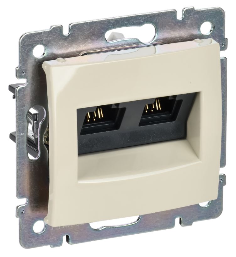 Valena DIY розетка компьютерная 2хRJ45, Cat.5Е UTP, скрытой установки, слоновая кость (695626)