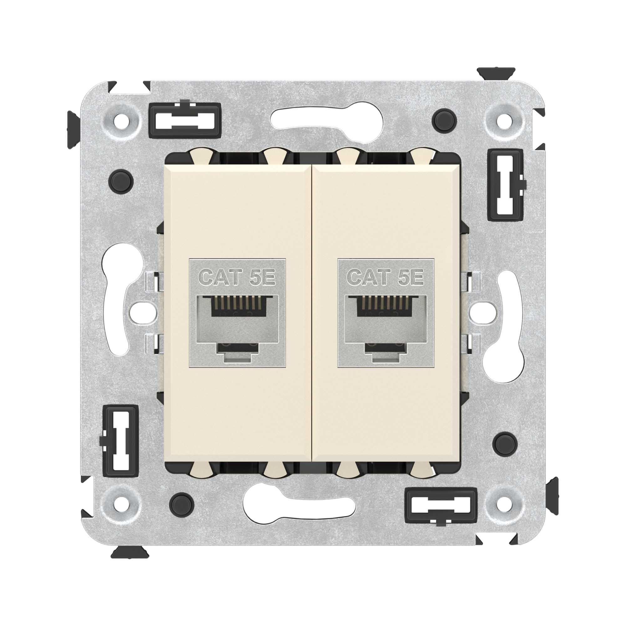 Комп. розетка RJ-45 без шторки в стену, кат.5e двойная экран., Avanti, ванильная дымка (4405764)