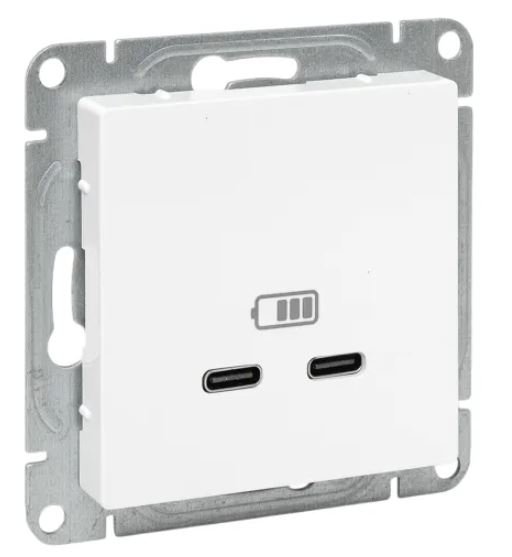 Механизм розетки USB-C - 2 шт, белый Эпика (UP1-SOW-2USBC)