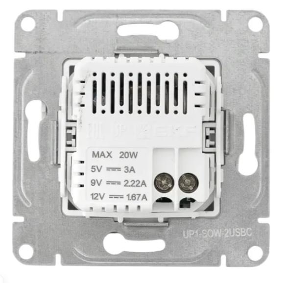 Механизм розетки USB-C - 2 шт, белый Эпика (UP1-SOW-2USBC)