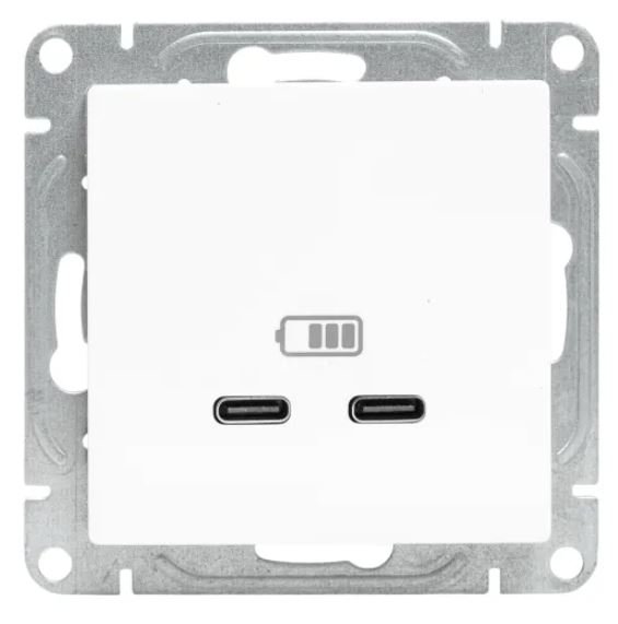 Механизм розетки USB-C - 2 шт, белый Эпика (UP1-SOW-2USBC)