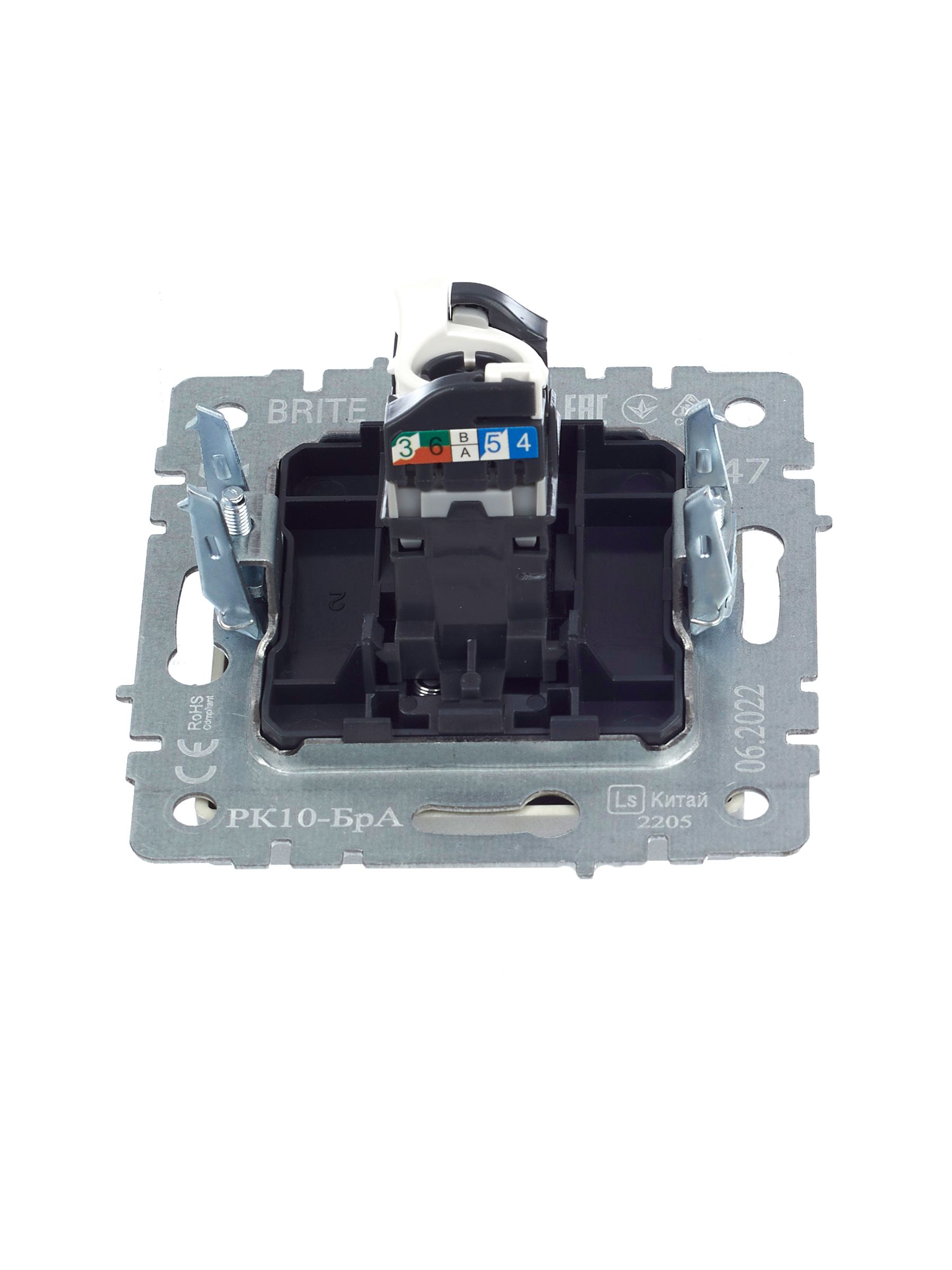 Розетка компьютерная RJ45 BRITE кат.5E РК10-БрА скрытой установки алюминий (BR-K10-1-K47)