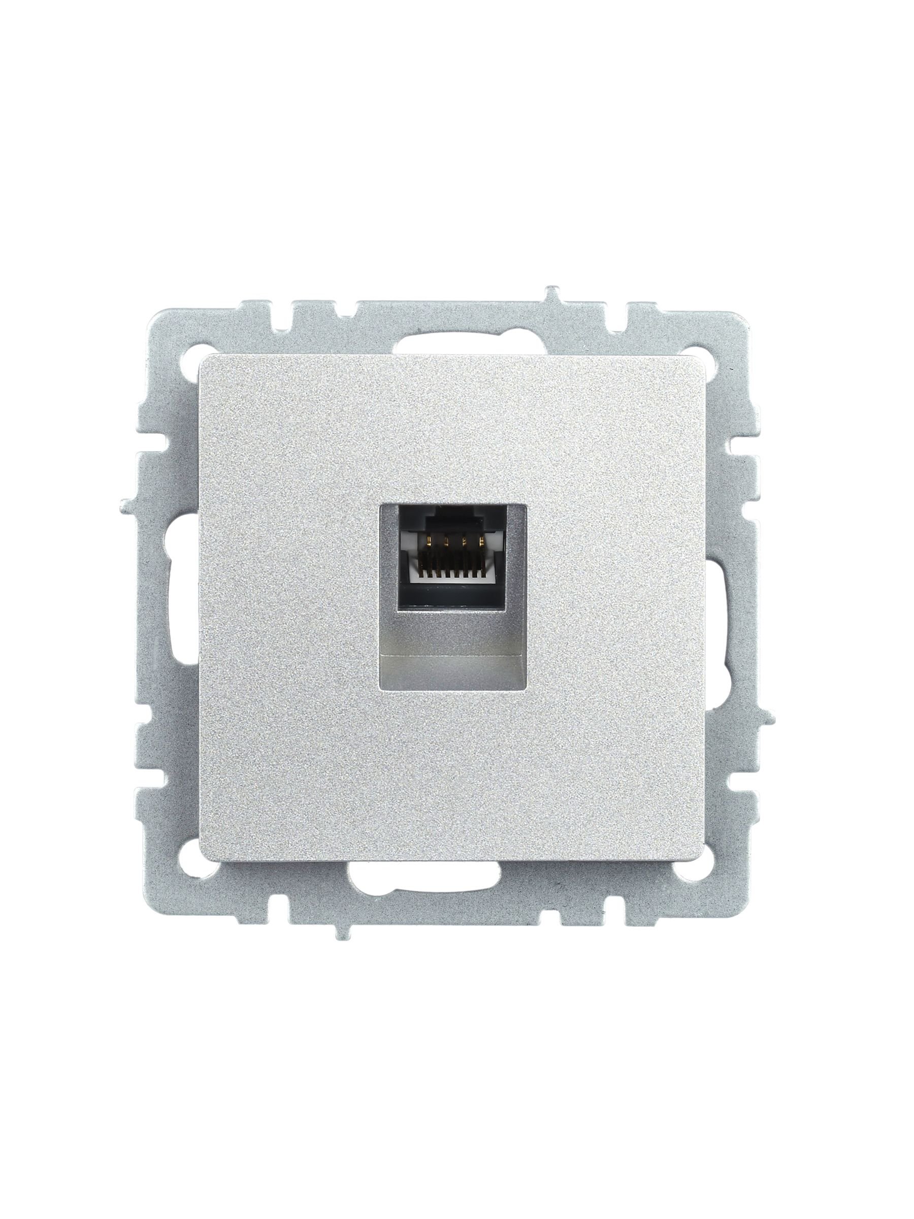 Розетка компьютерная RJ45 BRITE кат.5E РК10-БрА скрытой установки алюминий (BR-K10-1-K47)