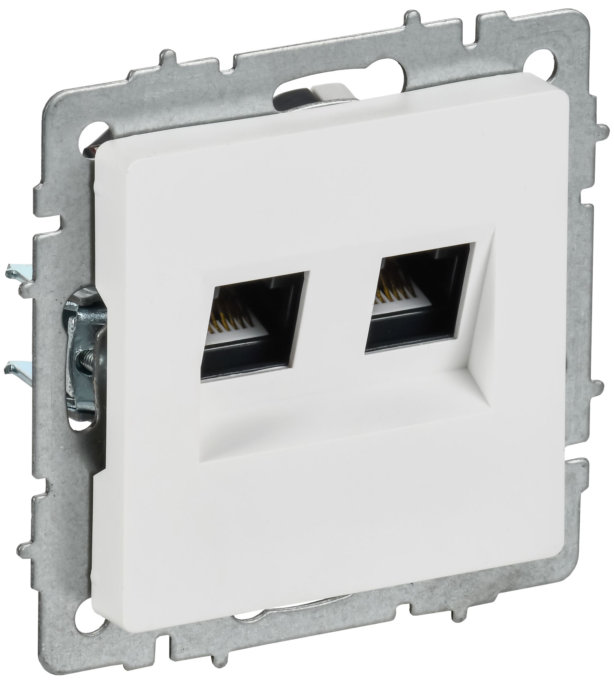 Розетка компьютерная двойная RJ45 BRITE кат.6 РК11-2-БрАБ скрытой установки арктический белый (BR-K20-2-K91)