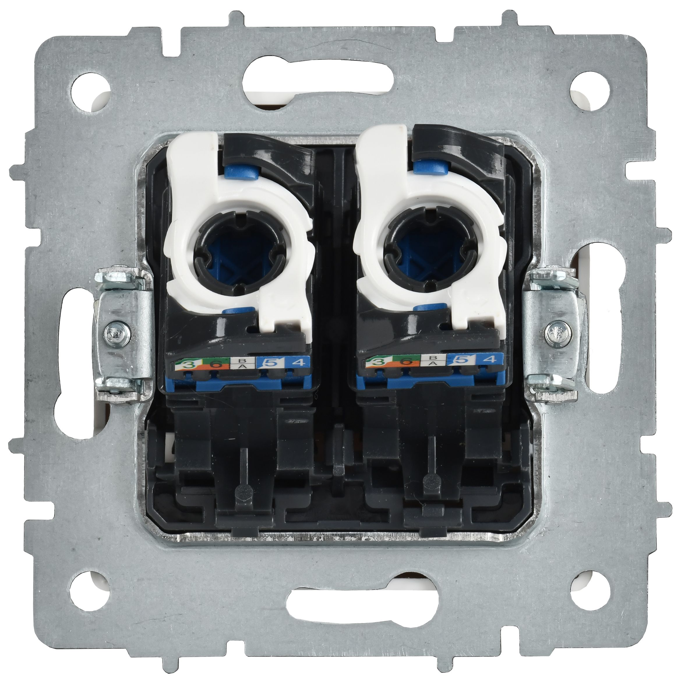 Розетка компьютерная двойная RJ45 BRITE кат.6 РК11-2-БрАБ скрытой установки арктический белый (BR-K20-2-K91)