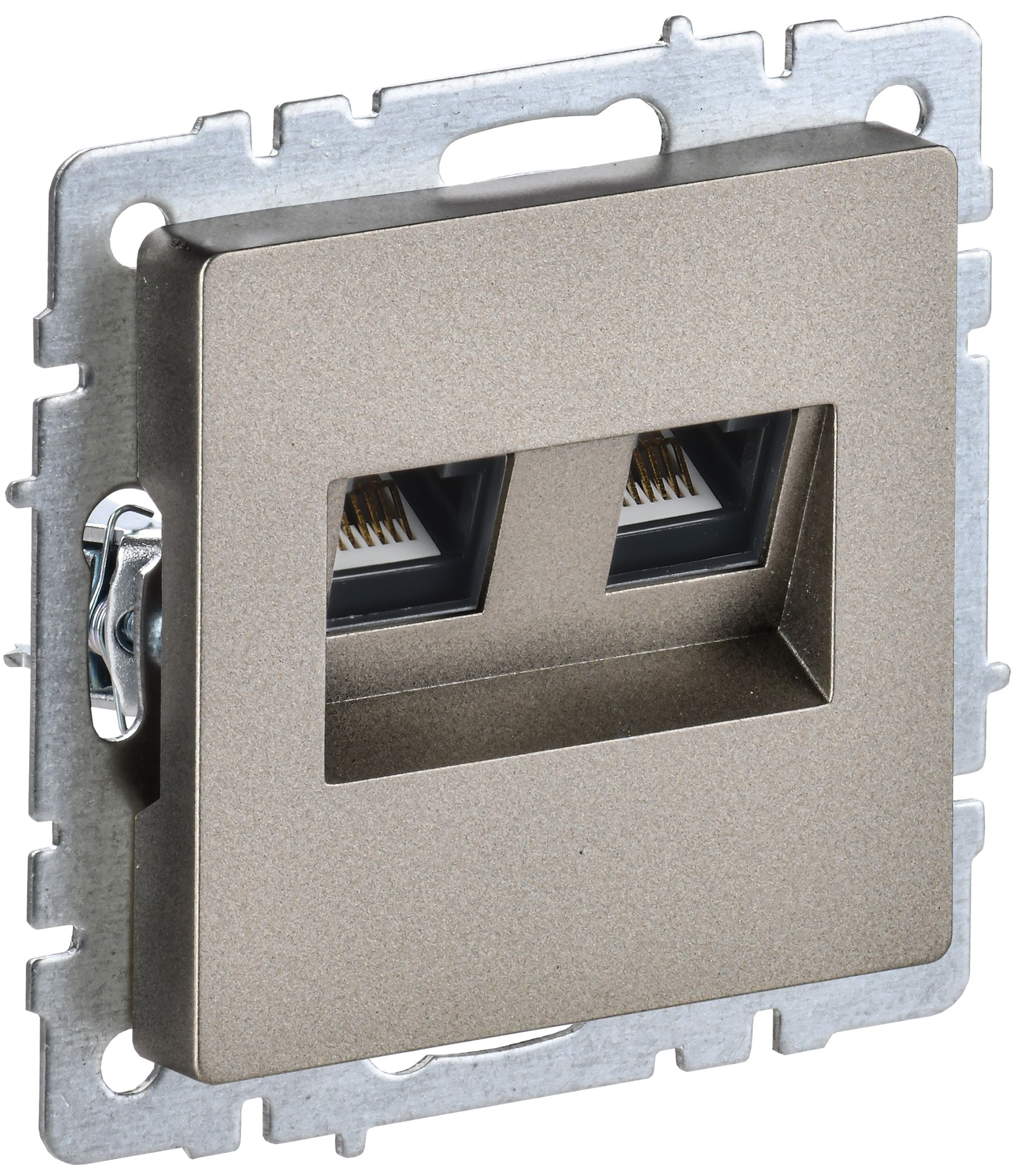 Розетка компьютерная двойная RJ45 BRITE кат.5E РК10-2-БрШ скрытой установки шампань (BR-K20-1-K37)