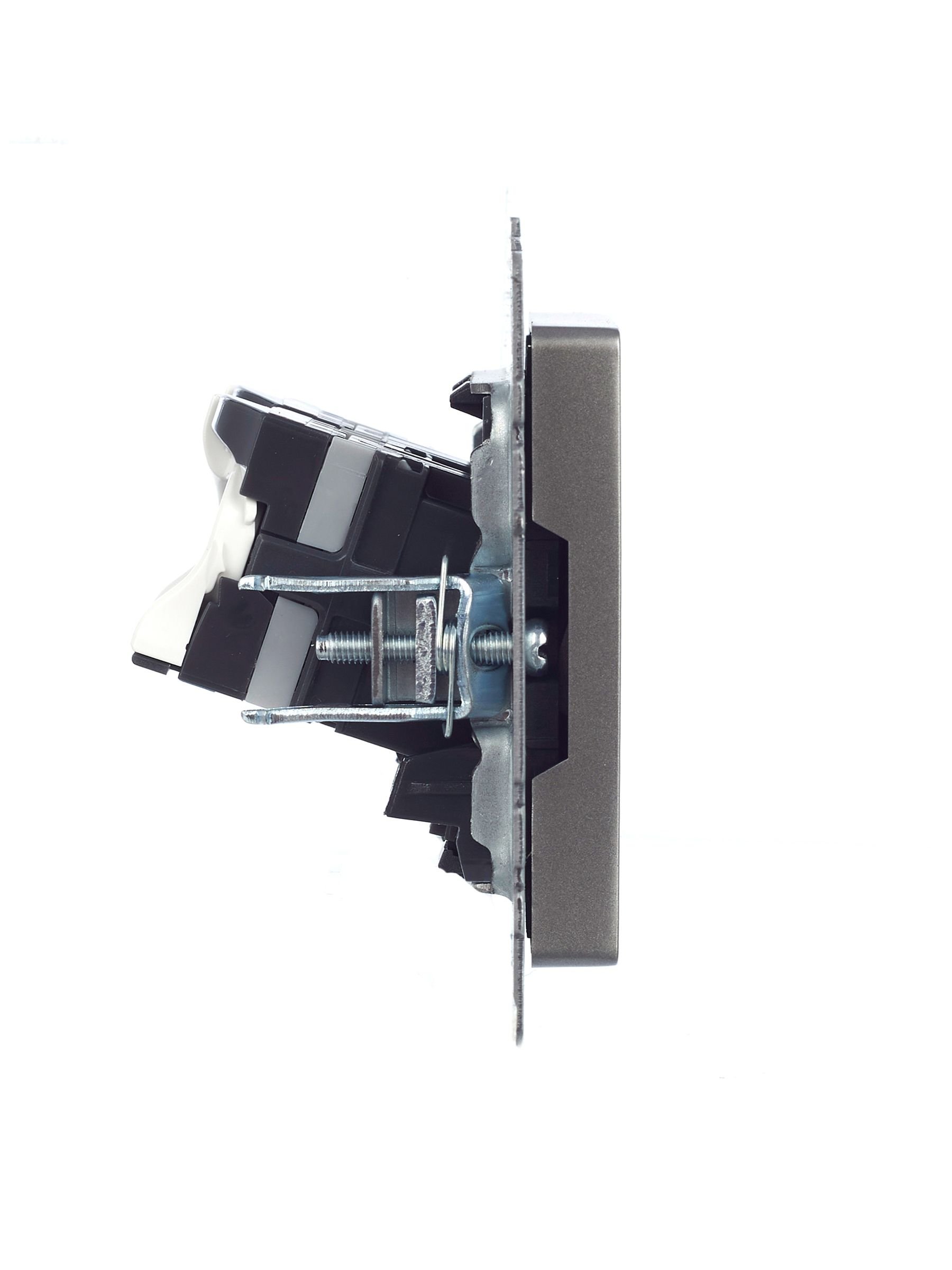 Розетка компьютерная двойная RJ45 BRITE кат.5E РК10-2-БрС скрытой установки сталь (BR-K20-1-K46)