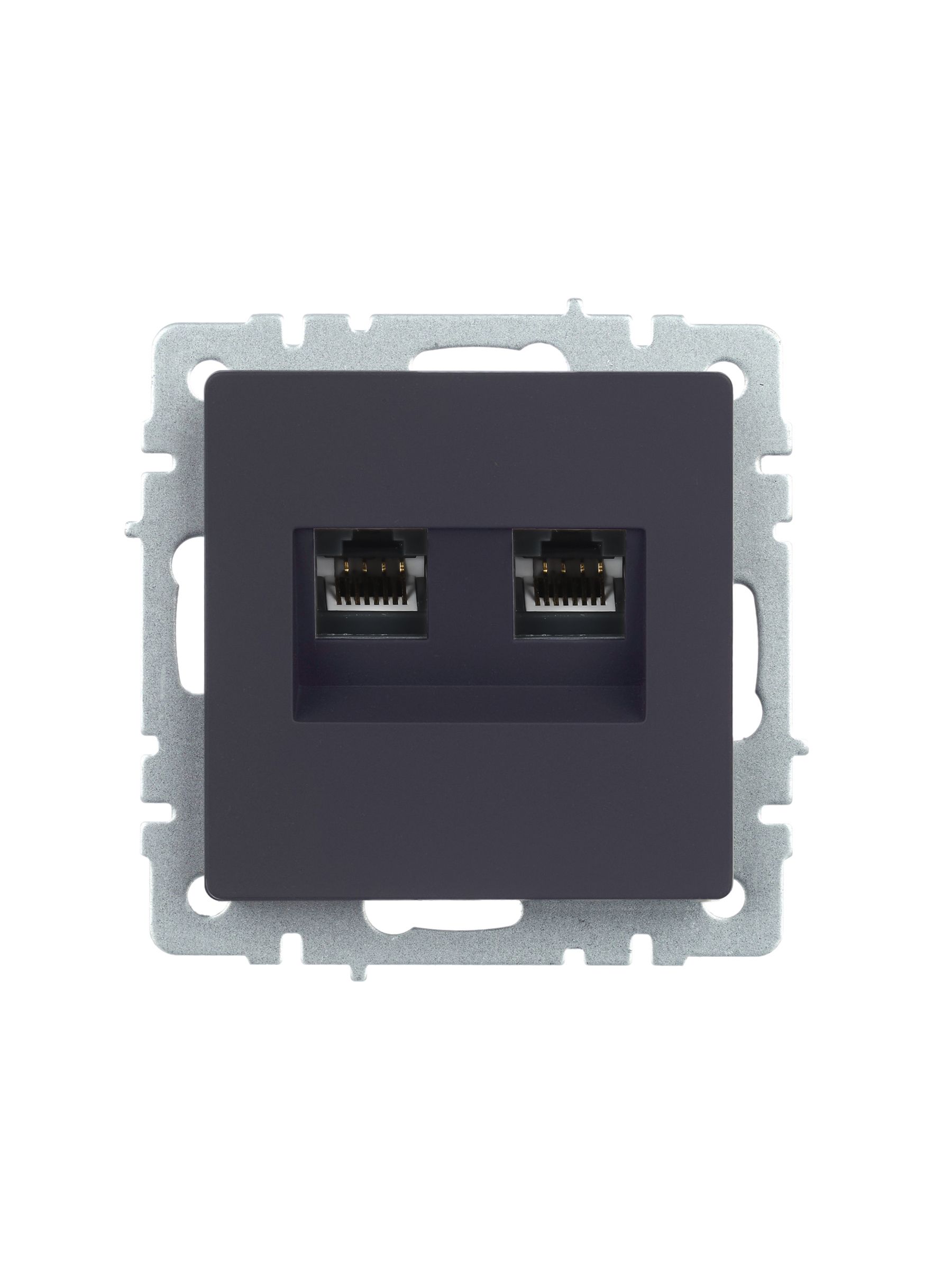 Розетка компьютерная двойная RJ45 BRITE кат.5E РК10-2-БрГ скрытой установки графит (BR-K20-1-K53)