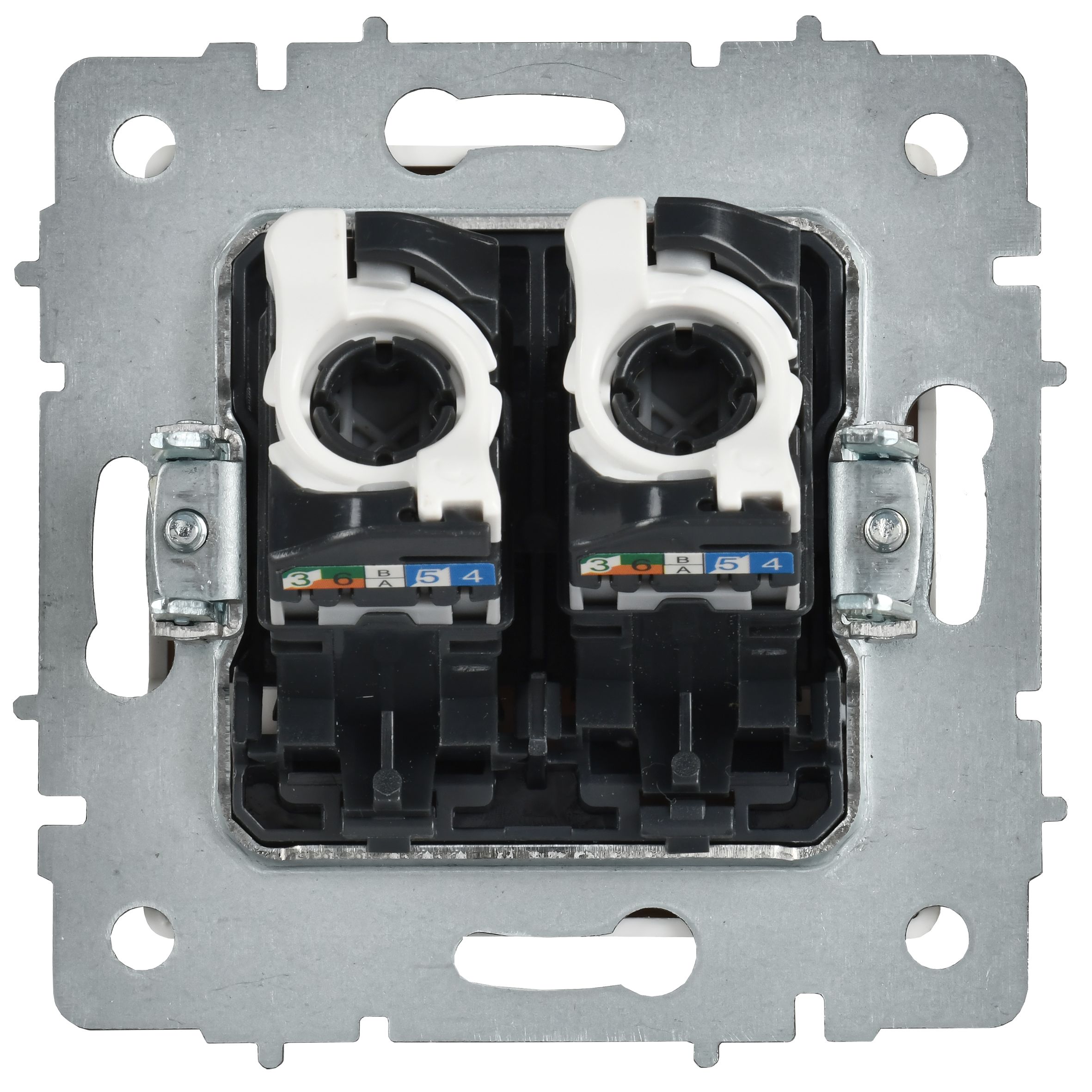 Розетка компьютерная двойная BRITE кат.5E RJ45 РК10-2-БрАБ скрытой установки арктический белый (BR-K20-1-K91)