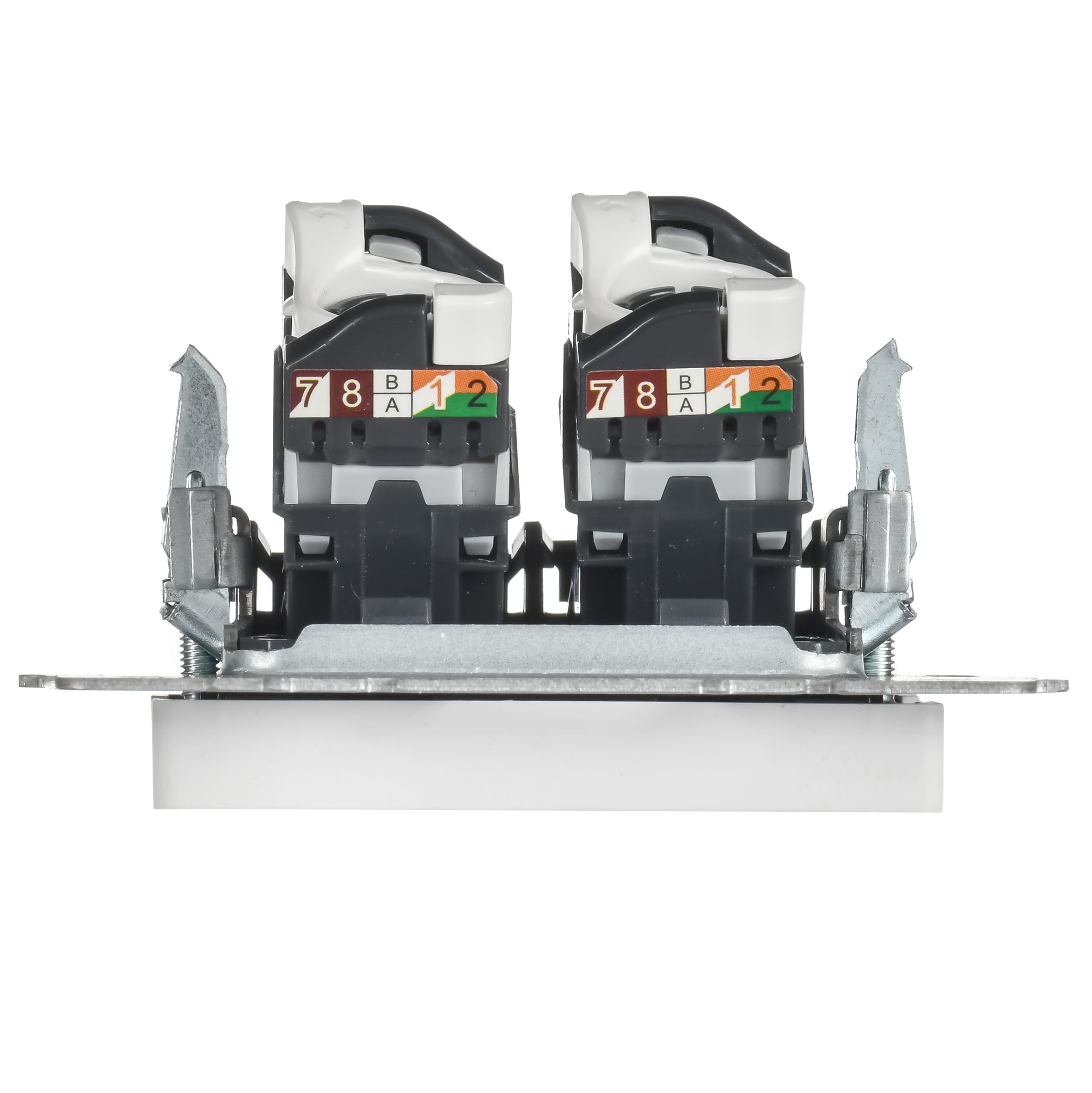 Розетка компьютерная двойная BRITE кат.5E RJ45 РК10-2-БрАБ скрытой установки арктический белый (BR-K20-1-K91)