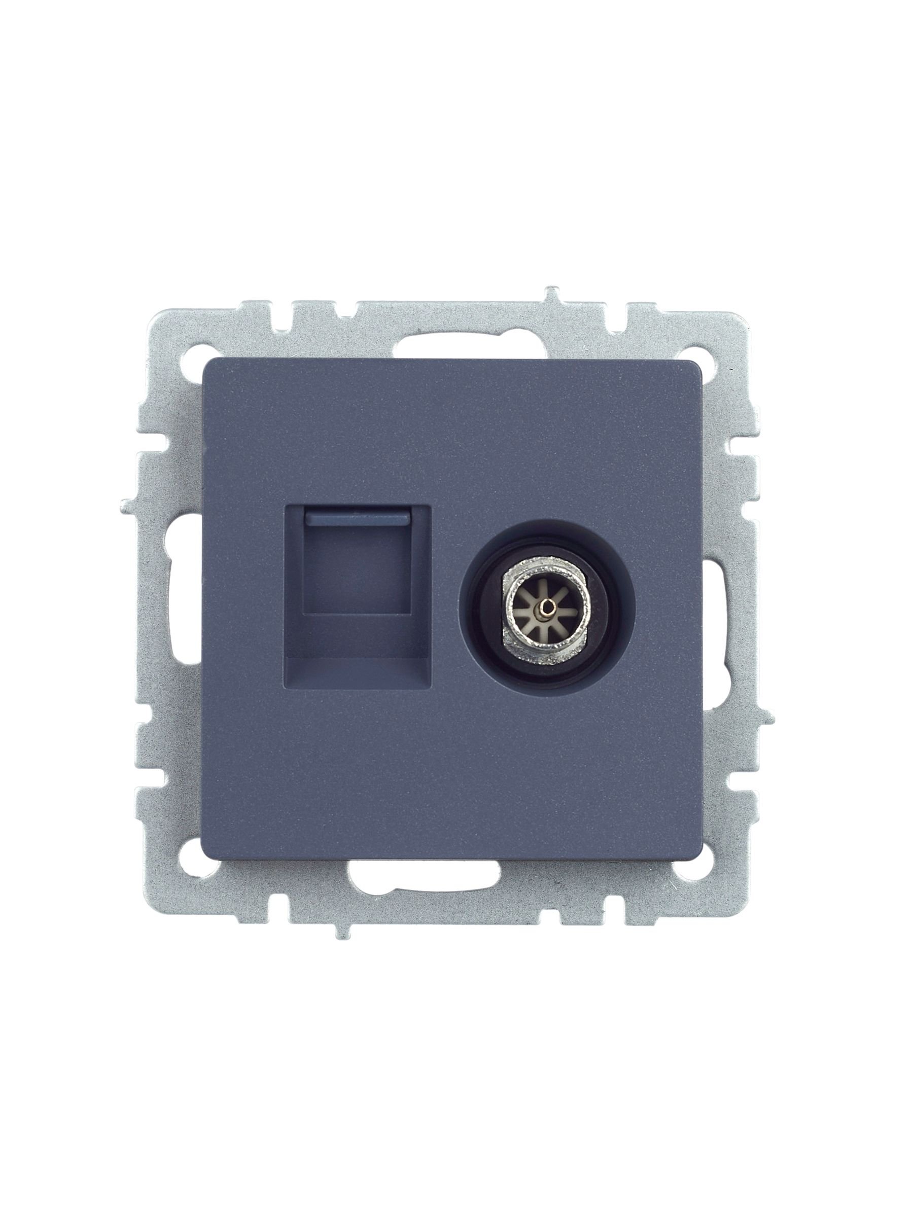Розетка двойная TV+RJ45 BRITE кат.5E РТВ/РК12-БрМ скрытой установки маренго (BR-AK20-1-K35)