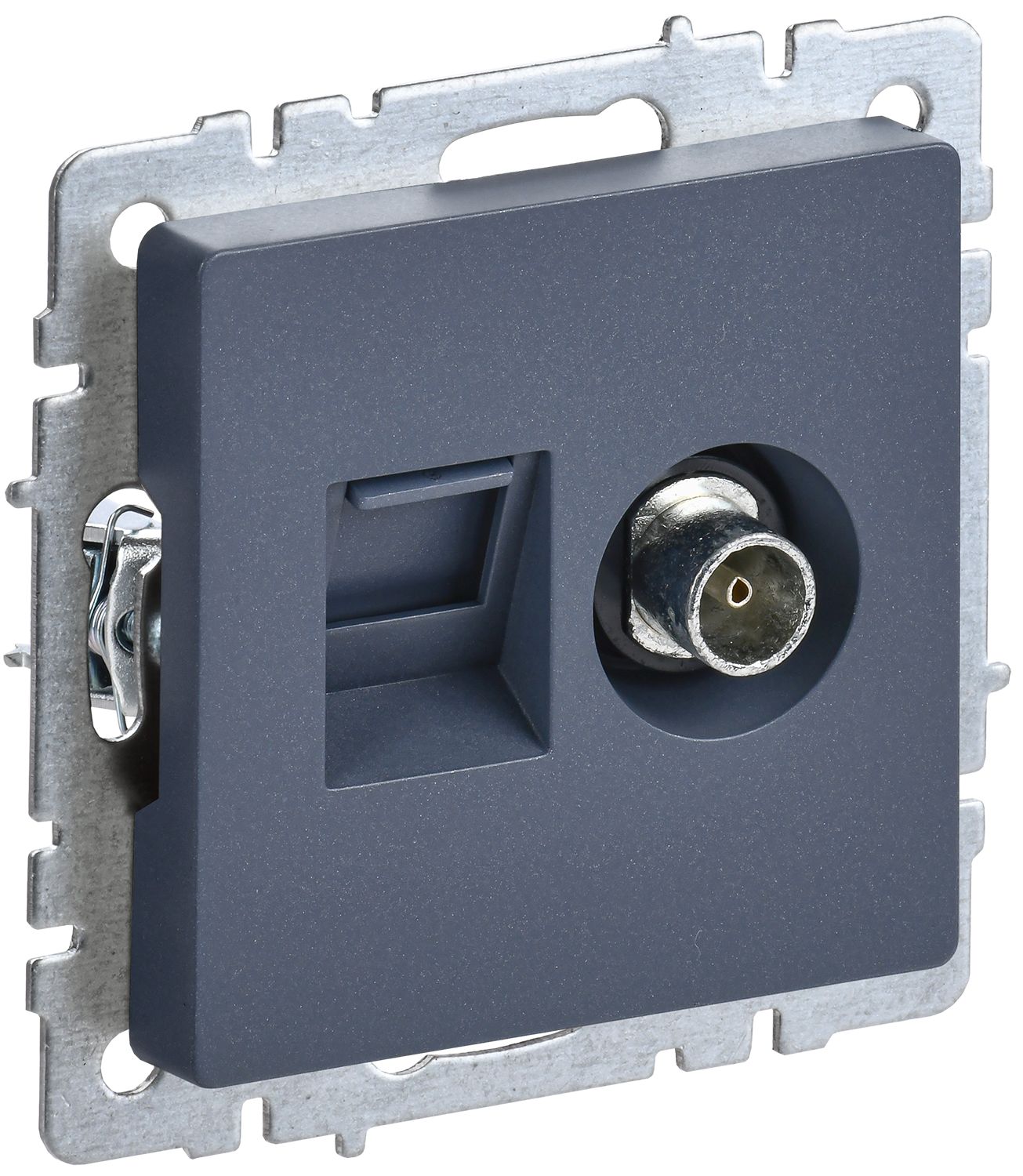 Розетка двойная TV+RJ45 BRITE кат.5E РТВ/РК12-БрМ скрытой установки маренго (BR-AK20-1-K35)