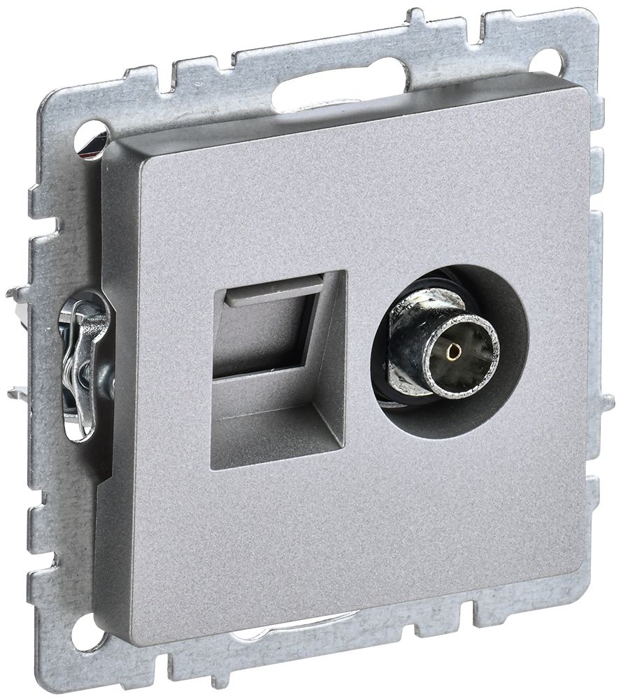 Розетка 2-местная TV+RJ45 BRITE кат.5E РТВ/РК12-БрА скрытой установки алюминий (BR-AK20-1-K47)