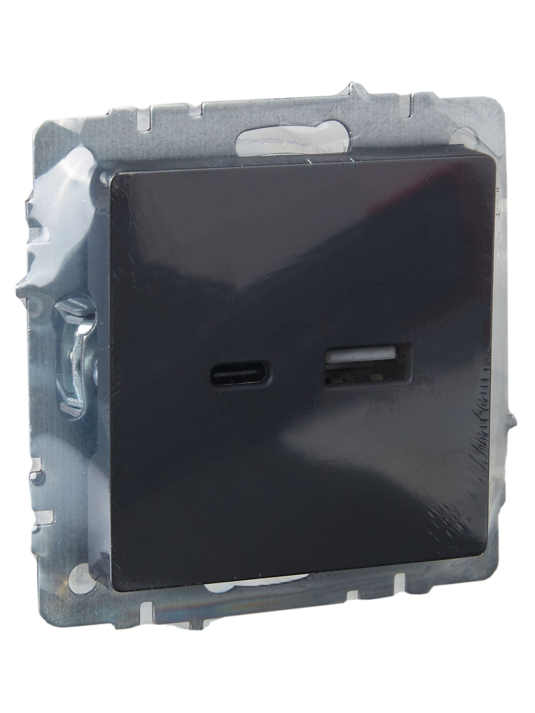 Розетка USB BRITE A+C 18Вт РЮ11-1-БрГ скрытой установки графит (BR-U22-018-K53)