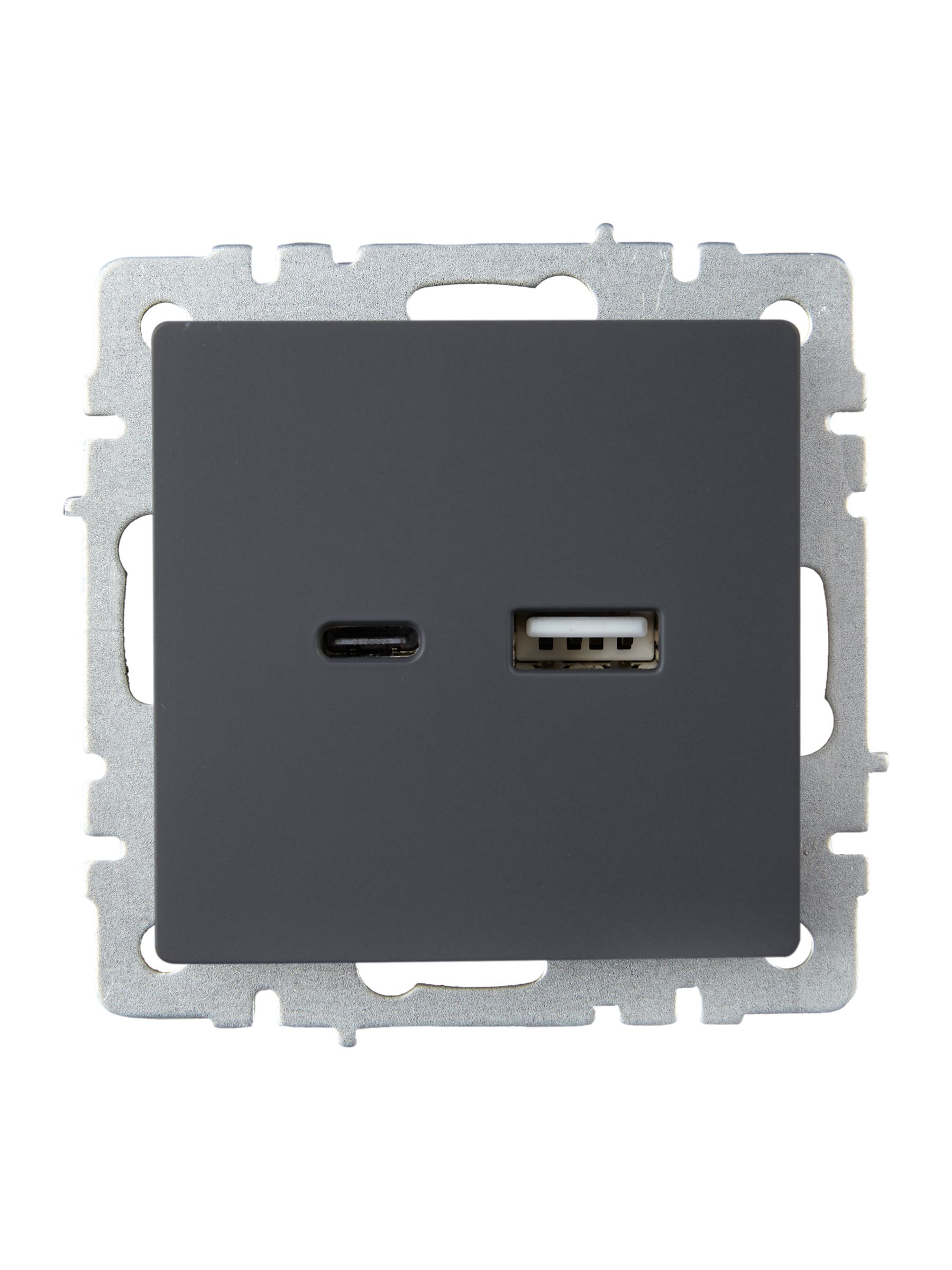 Розетка USB BRITE A+C 18Вт РЮ11-1-БрГ скрытой установки графит (BR-U22-018-K53)