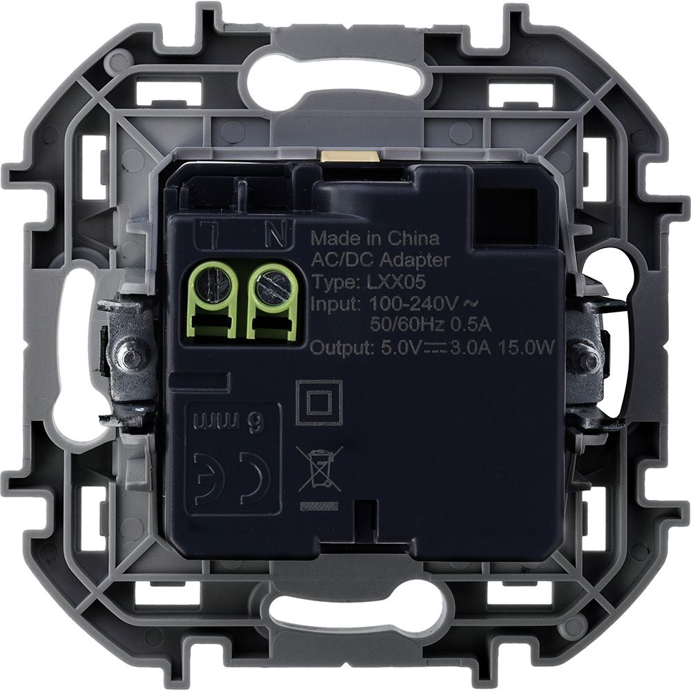 Inspiria зарядное устройство USB А+С 3000мА 5В, скрытой установки, слоновая кость (673761)