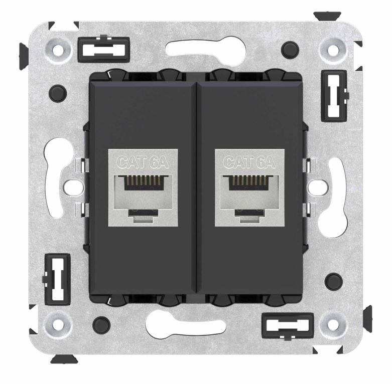 Розетка RJ-45 кат.6А двойная экранированная Avanti черный матовый (4412774)