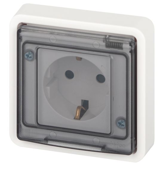 Розетка СУ Эксперт 11-2522-01 16А IP55 250В 2P+E белый ЭРА (Б0063281)