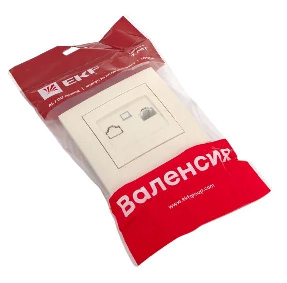 Валенсия Розетка компьютерная RJ-45 1-местная кремовая (EWK01-035-20)