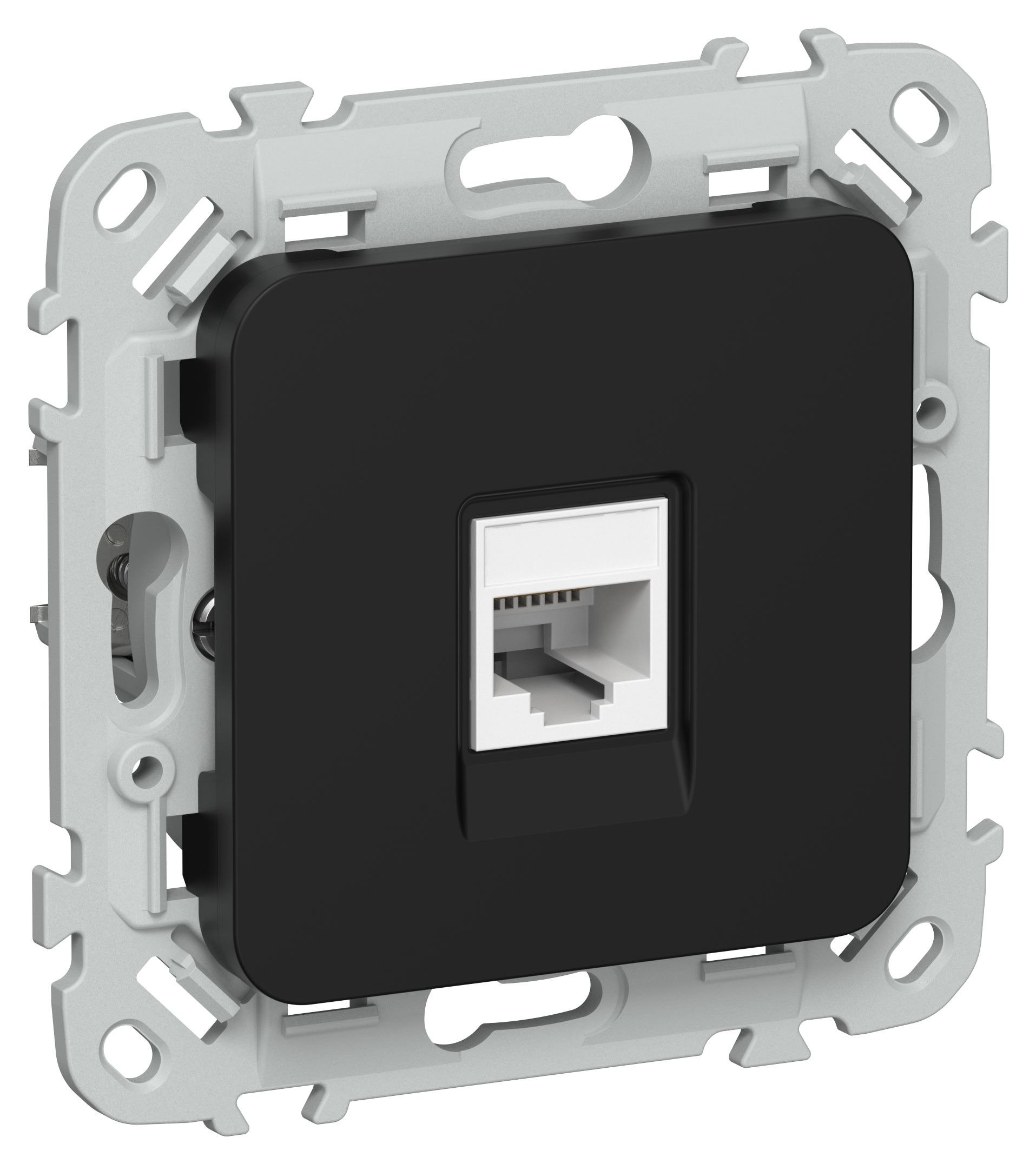 FLITE Розетка компьютерная RJ45 кат 5Е UTP РК5е-1-0-ФлЧ скрытой установки черный (FI-K12-1-K02)