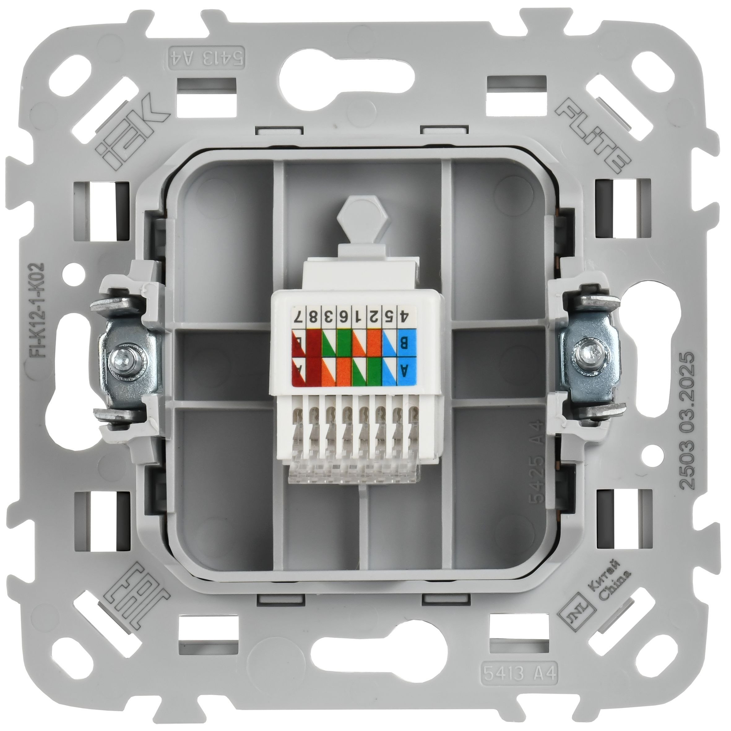 FLITE Розетка компьютерная RJ45 кат 5Е UTP РК5е-1-0-ФлЧ скрытой установки черный (FI-K12-1-K02)