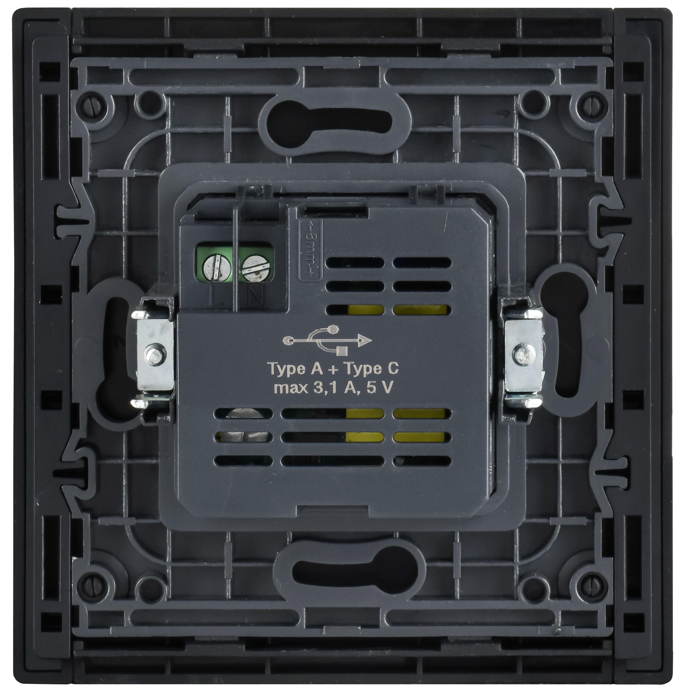 FORTE&PIANO Розетка USB A+C 3,1А FP750M скрытой установки металл никель (FP-U22-D31-M-K50)