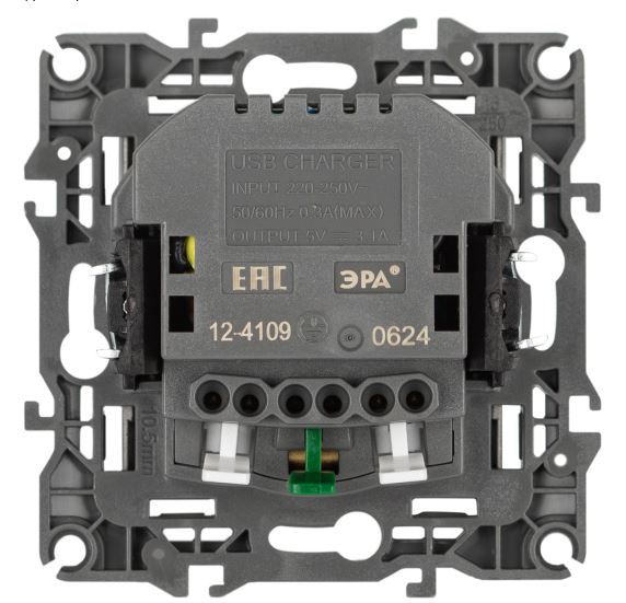 Розетка с 2xUSB 12-4109-16 16А 250В 5В-3А 2P+E серия 12 титан ЭРА (Б0065729)