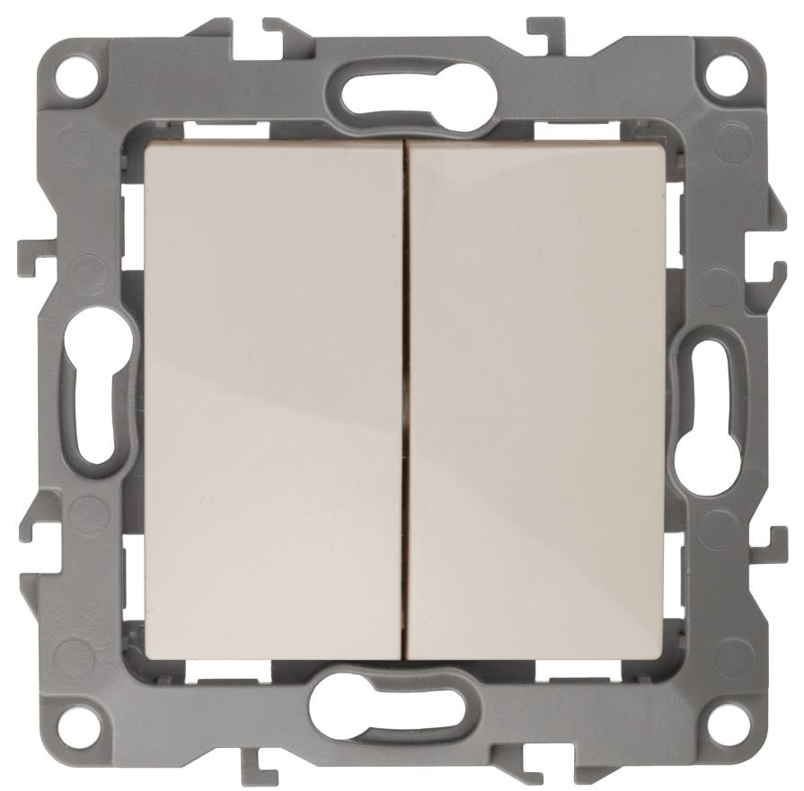 Переключатель двойной IP20 12-1106-02 250В 10АХ слоновая кость ЭРА (Б0014664)