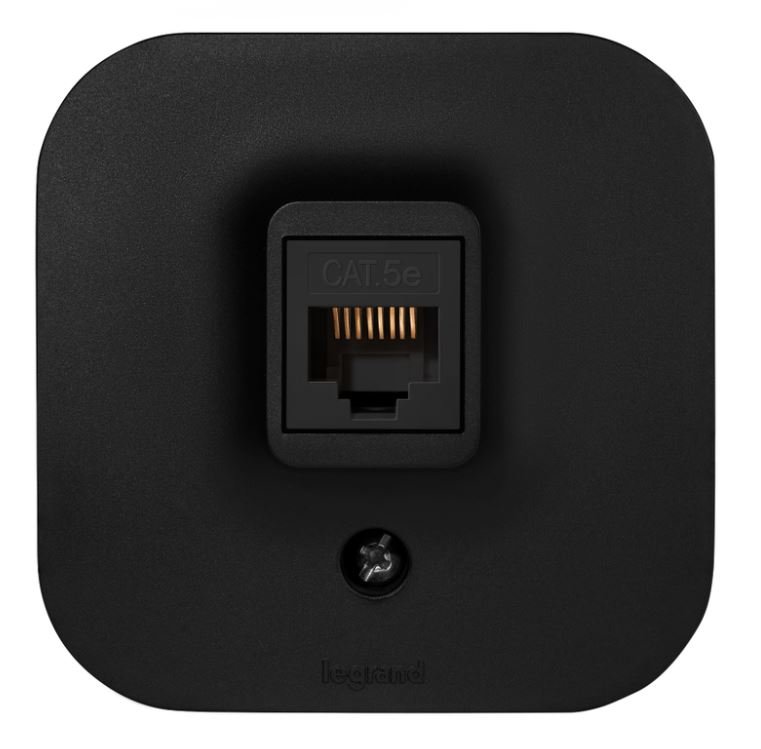 QUTEO Розетка компьютерная RJ45 кат.5E UTP, открытой установки, чёрный матовый (782480)