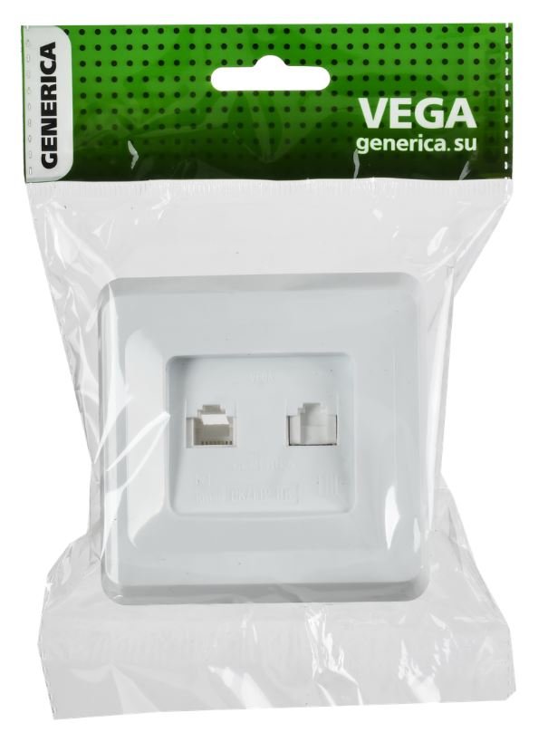 Розетка 2-местная VEGA RJ11/RJ45 РК/Т12-ВБ скрытой установки белый (EIV20-K01-DM)