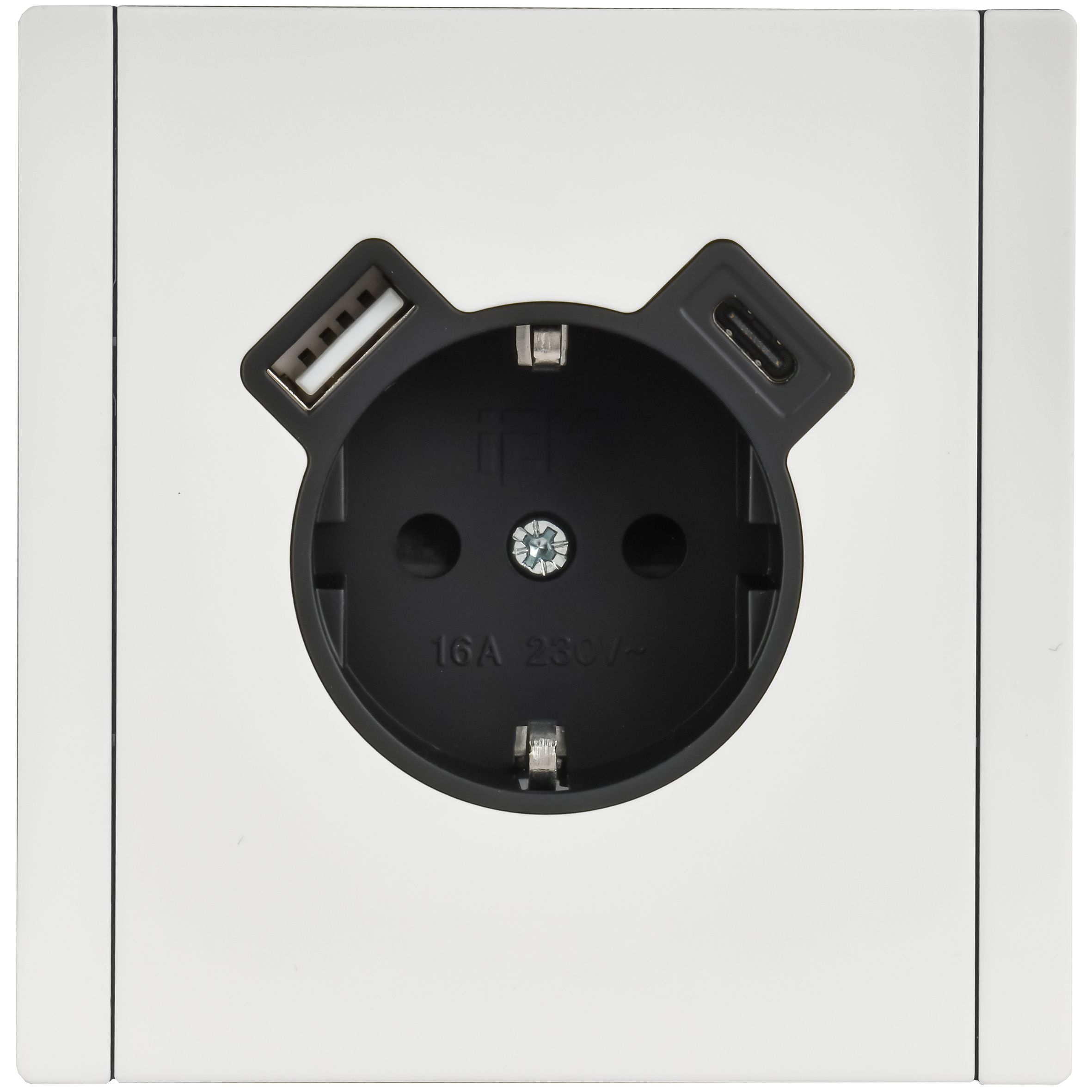 FORTE&PIANO Розетка USB A+C 18Вт FP247M с заземлением с защитными шторками винтовое крепление скрытой установки 16А металл белый (FP-R14-16-U22-018-M-K01)