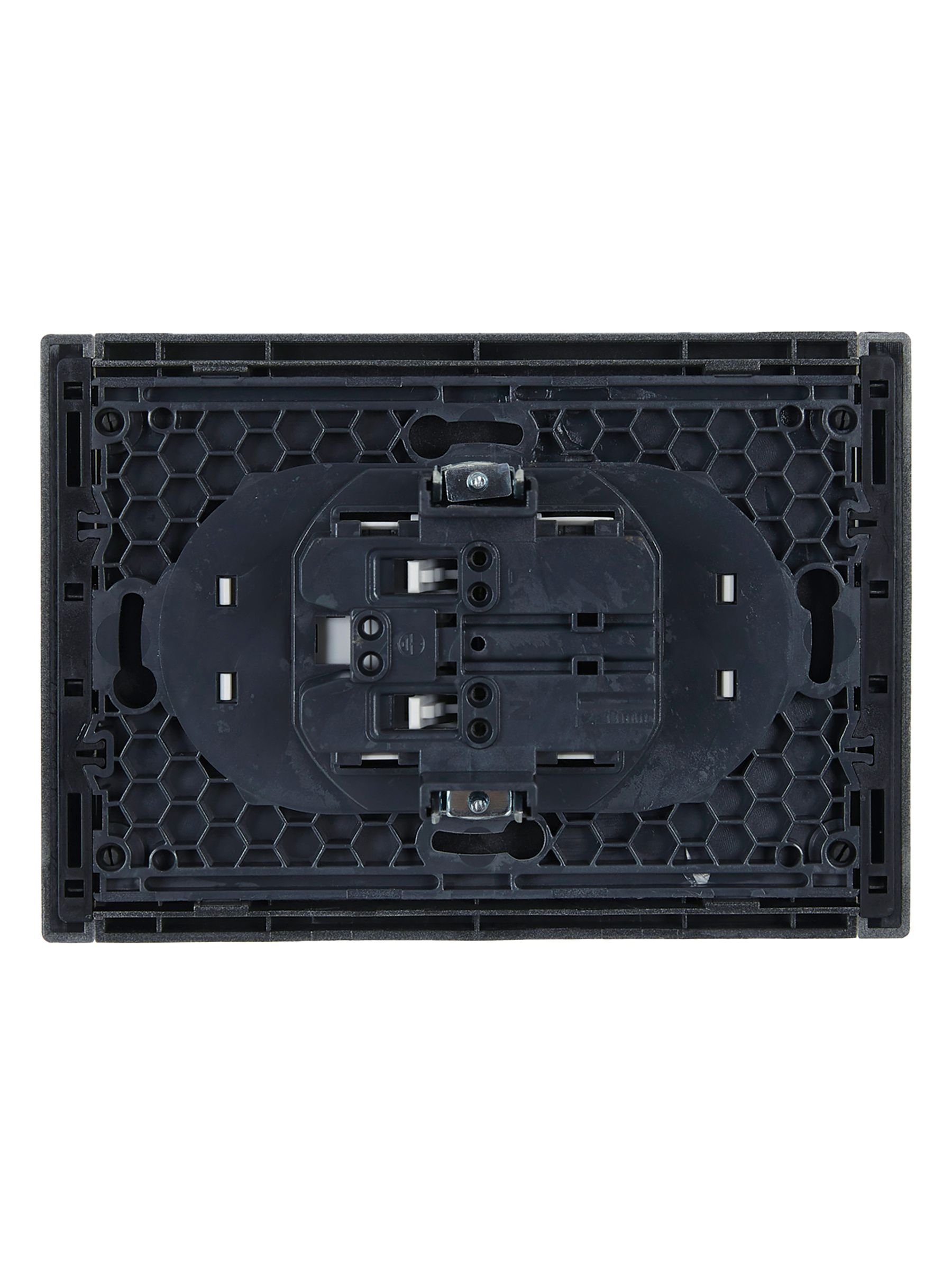 FORTE&PIANO Розетка 2-местная FP526 без заземления без защитных шторок безвинтовое крепление скрытой установки 10А сталь (FP-R20-10-1-K46)