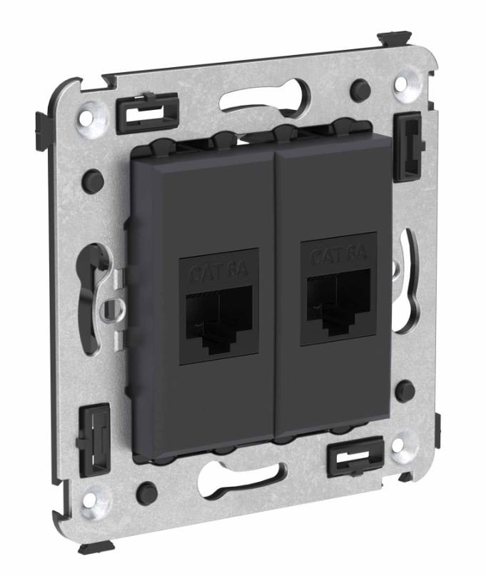 Розетка RJ-45 кат.6А двойная Avanti черный матовый (4412674)