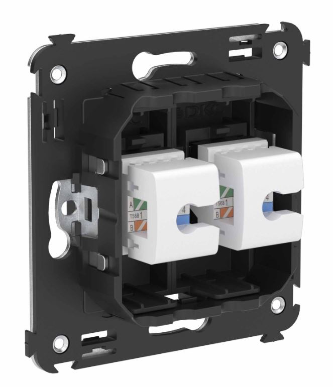 Розетка RJ-45 кат.6А двойная Avanti черный матовый (4412674)