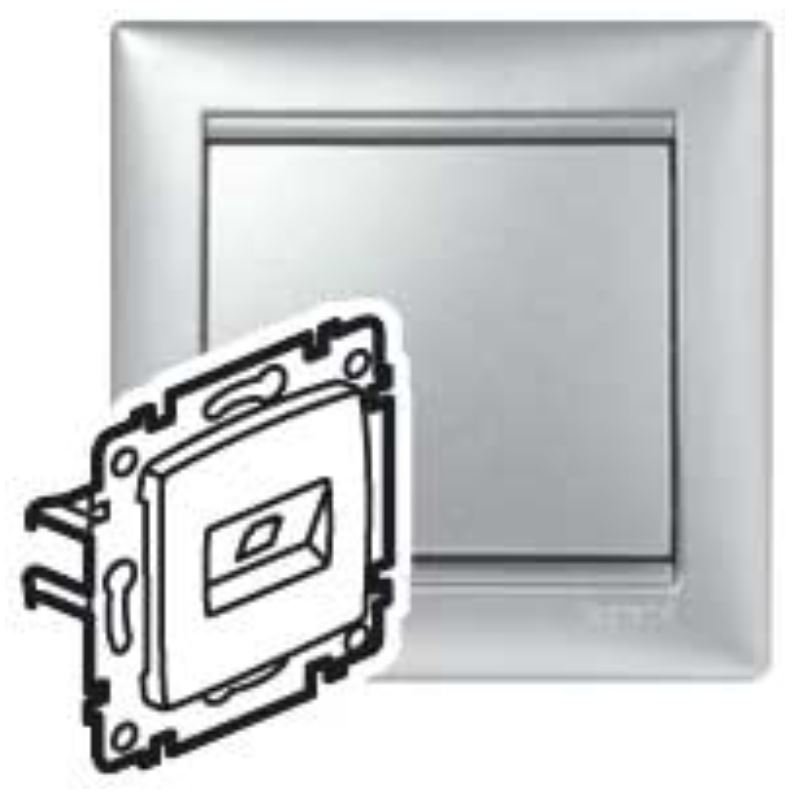 Valena розетка компьютерная 2хRJ45, Cat.6 UTP, скрытой установки, алюминий (770247)