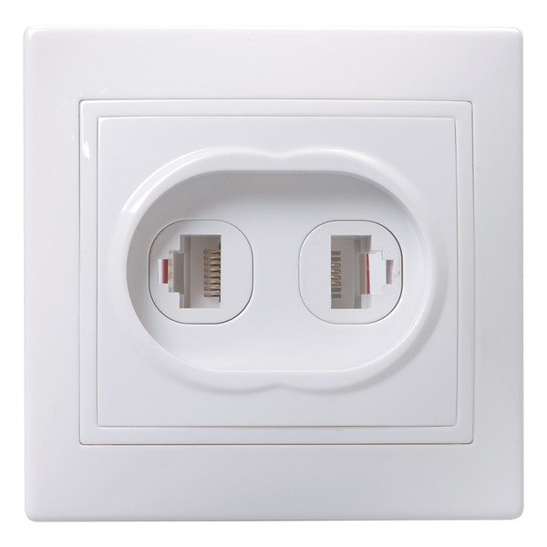 Розетка RJ11+RJ45 KVARTA кат.5е РК/Т12-КБ скрытой установки белый (EIK10-K01-DM)