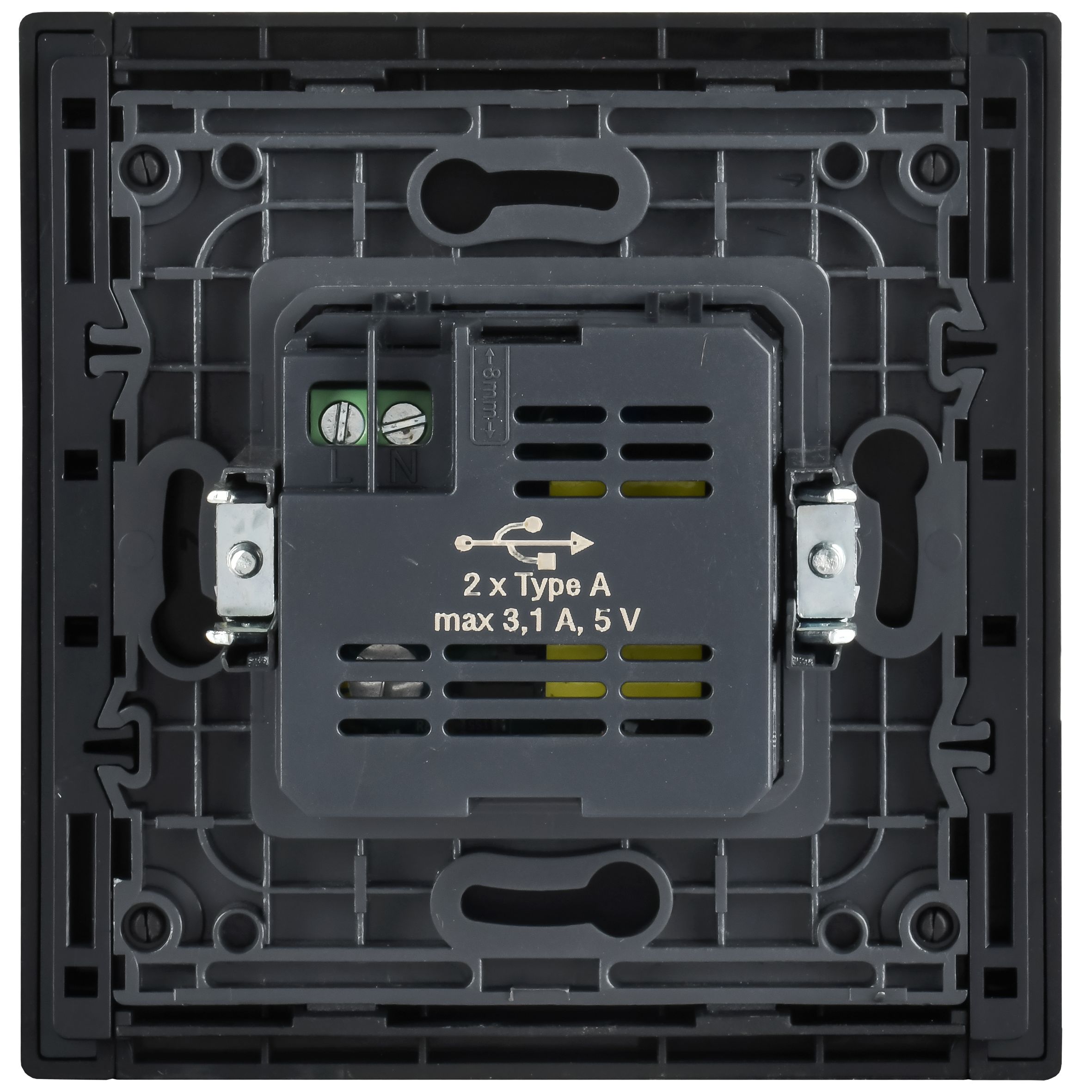 FORTE&PIANO Розетка USB A+A 3,1А FP149M скрытой установки металл черный (FP-U21-D31-M-K02)