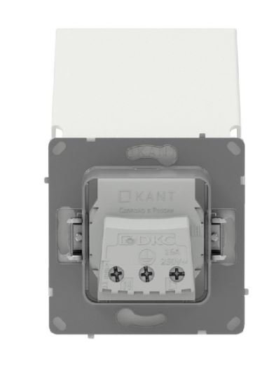 Розетка 2P+E KANT IP44 с защитными шторками с крышкой белый песок (7010013)