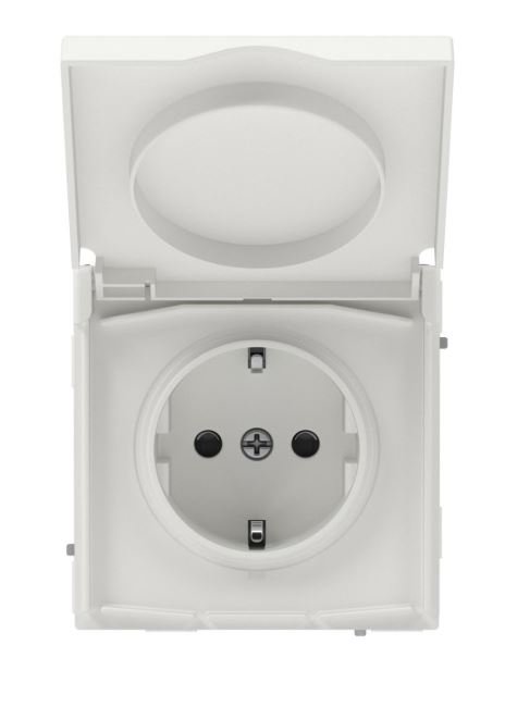 Розетка 2P+E KANT IP44 с защитными шторками с крышкой белый песок (7010013)