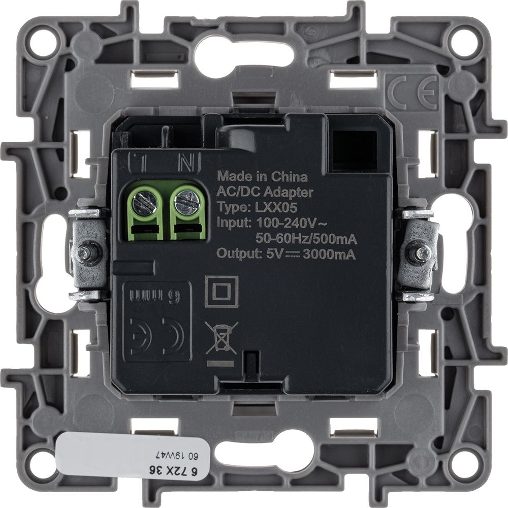 ETIKA розетка USB A+C 15Вт, скрытой установки, белый (672236)