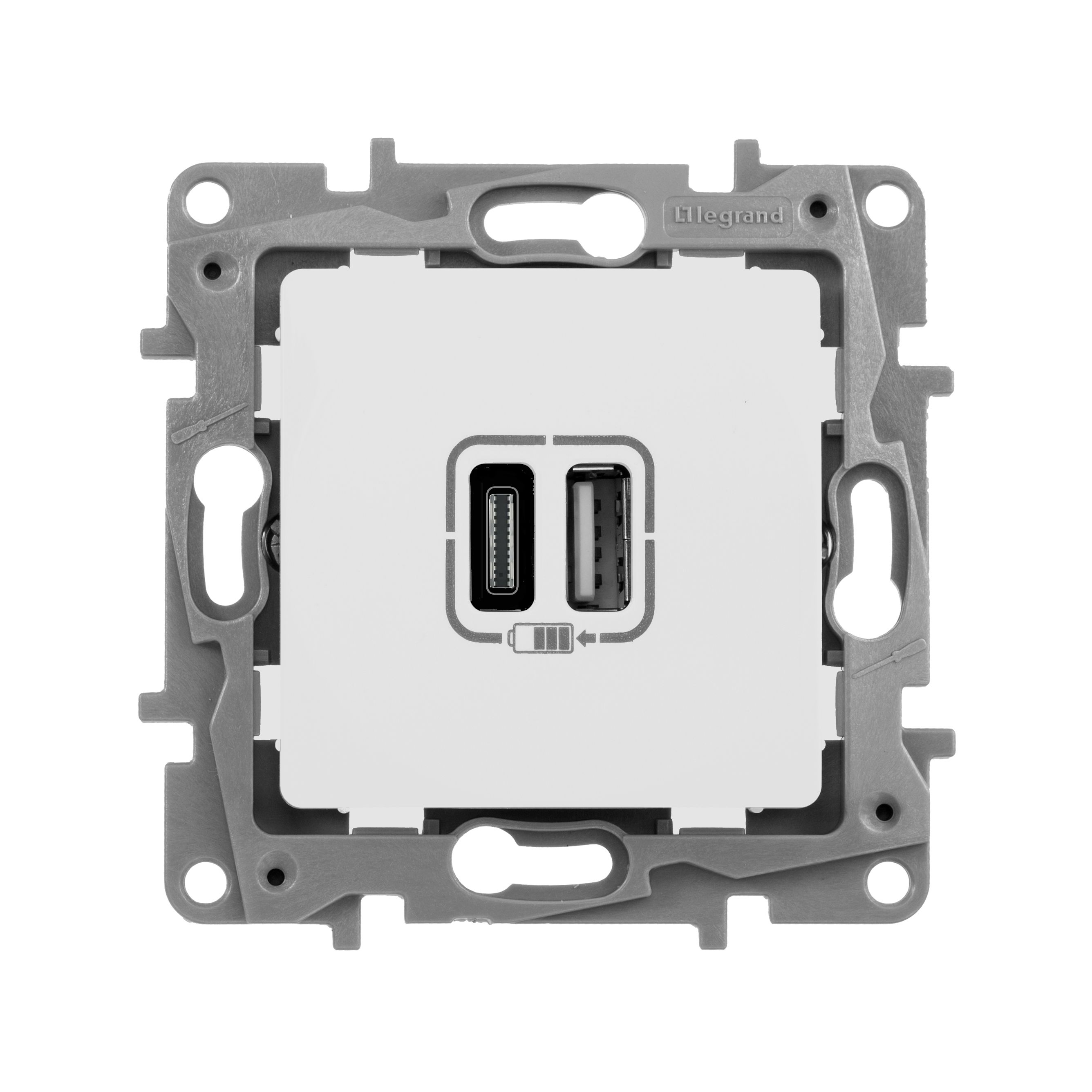 ETIKA розетка USB A+C 15Вт, скрытой установки, белый (672236)