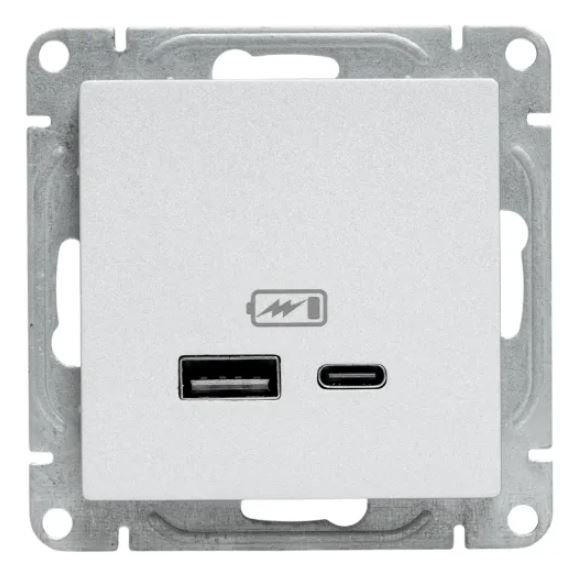 Механизм розетки USB-A+С, алюминий Эпика (UP1-SOA-USBA+USBC)
