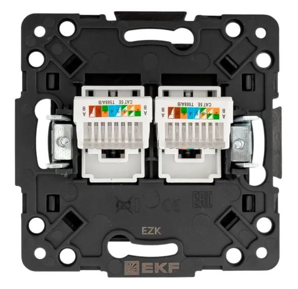 Стокгольм Механизм Розетки RJ-45 2-местной черный (EZK02-035-10)